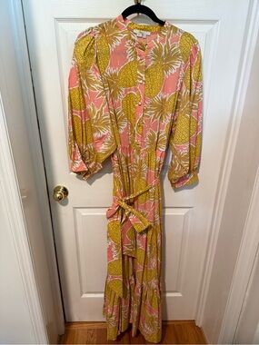 Boden Ava Tiered Maxi Dress In Pinapple Print Size‎ 14